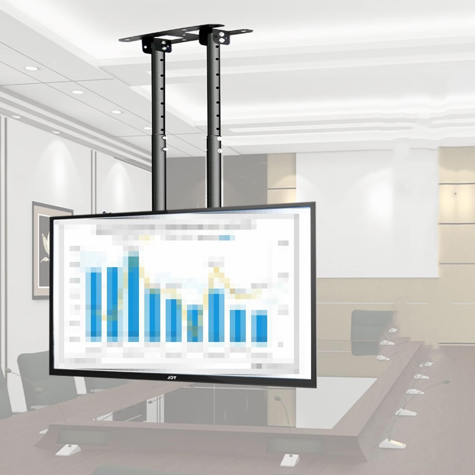 Support plafond TV inclinable double poteau pour écran LED 55 à 100 pouces VESA