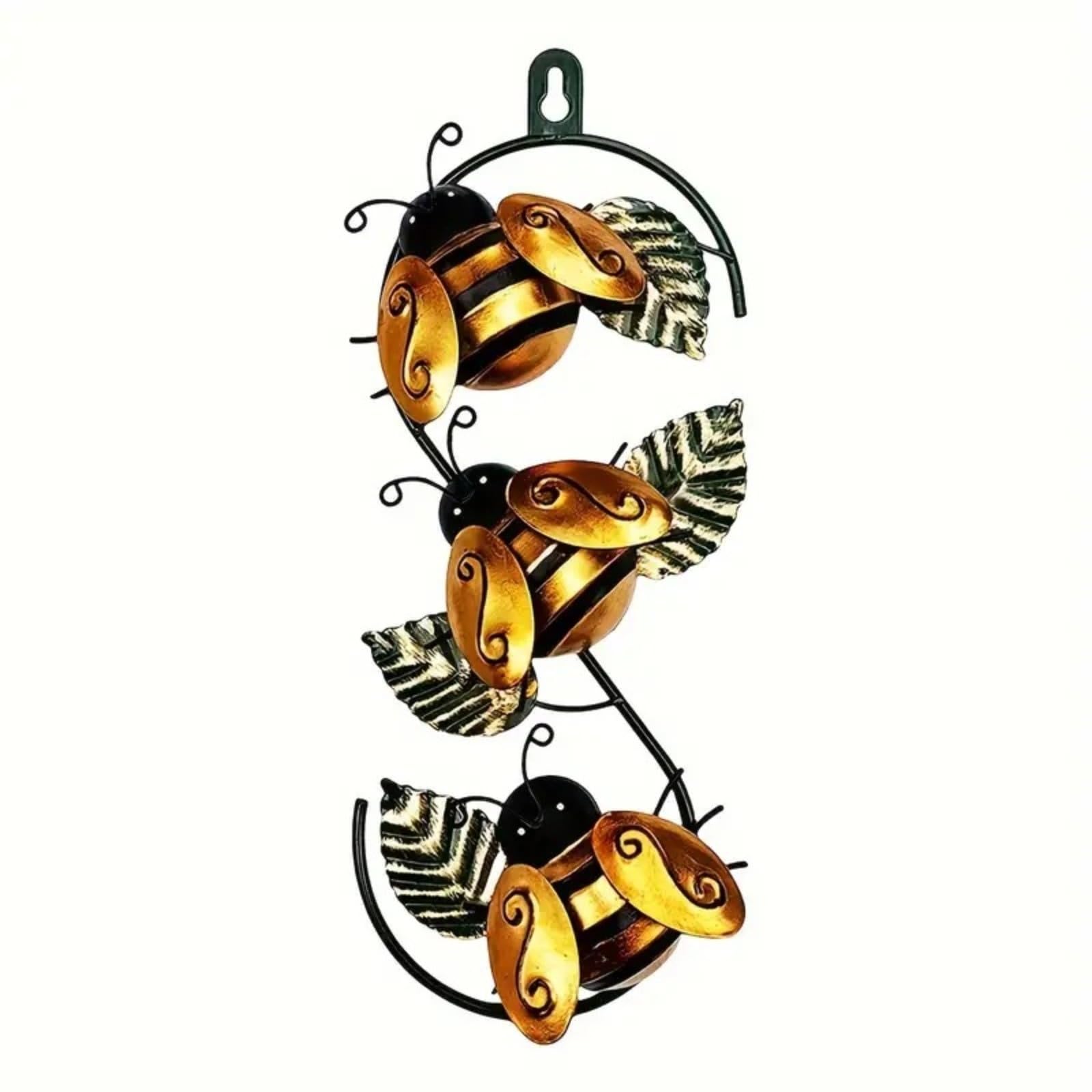 GUASDIE Metal Wall Art 11.4" Metal Ladybugs Bee Fence Decor Garden Decorations Outdoor for Wall Decor,Bee