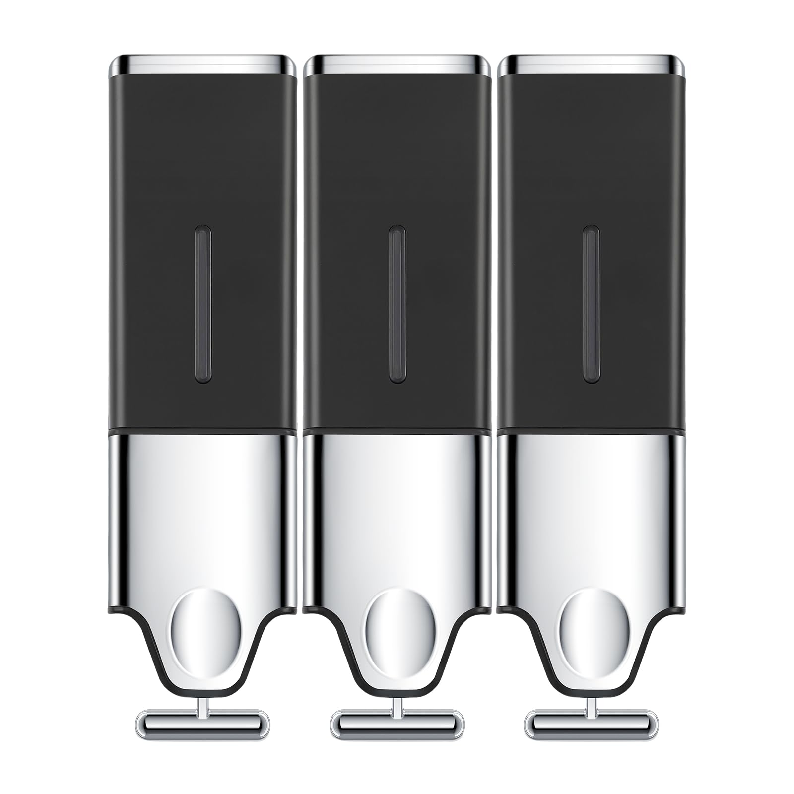 3-in-1 Quadrate Dispensers for The Shower,Shower soap Dispenser,Conditioner Dispenser, Shampoo Dispenser,No Drilled Wall Mounted Distributor,Hotel,Bathroom,Home (Triple, Black)