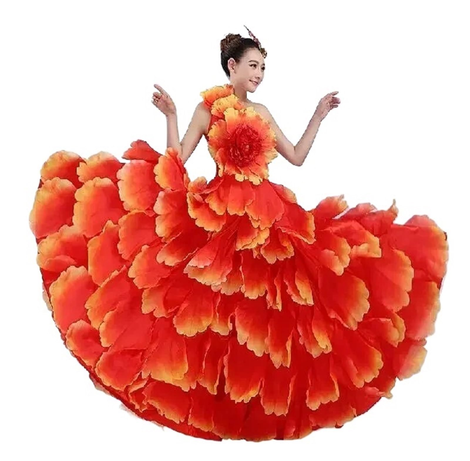 Gonna da ballo flamenco, costume, abbigliamento moderno for spettacoli, gonne a petali, abito Per il Flamenco