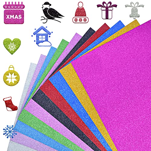 FEILIBAY 20 Sheets Multi Color Glitter Cardstock Paper
