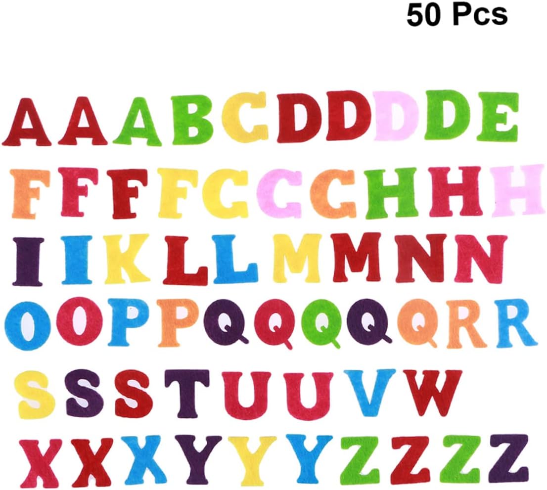 ORFOFE 50pcs Felt Alphabet Letters for Boy Girl Craft Non-Woven Fabric ABCs Mixed Colors for Educational Play Scrapbooking and Creative Projects