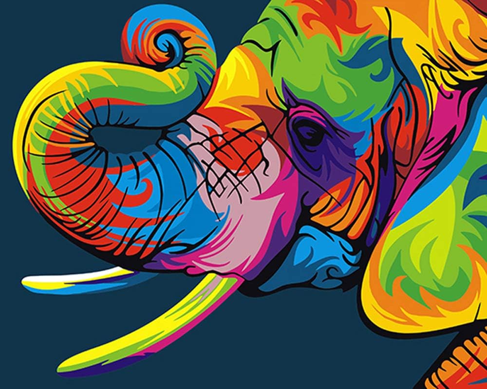 iFymei Paint by Number Kits Paintworks Acrylic DIY Oil Painting for Kids and Adults Beginner Animals Canvas(Elephants)