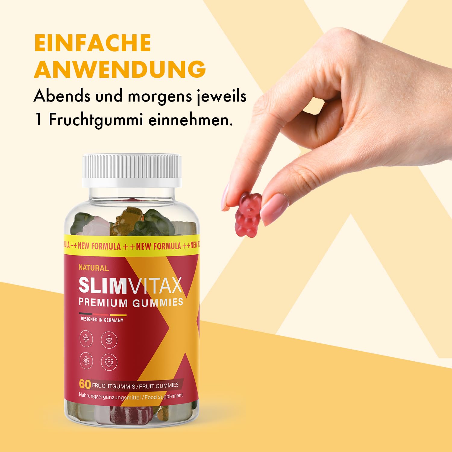 Slimvitax Premium Gummies | mit L-Arginin und Grüntee | in großer Maxi-Dose | 60 Gummies Inhalt