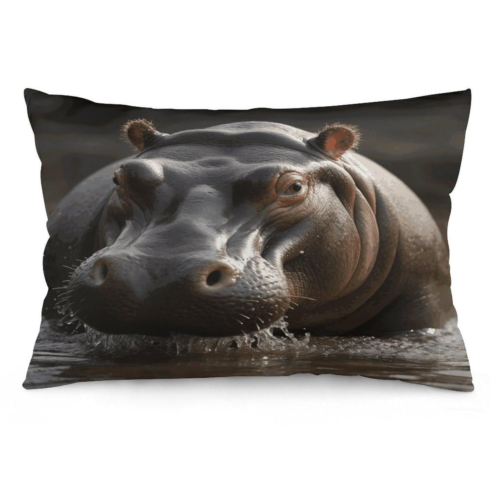 FekiLoot Hippo Pillowcases Super Soft Cozy Lumbar Decorative Throw Pillow Covers Plush Pillow Shams with Zipper Double-Sided Decorative Pillows Shells for All Seasons