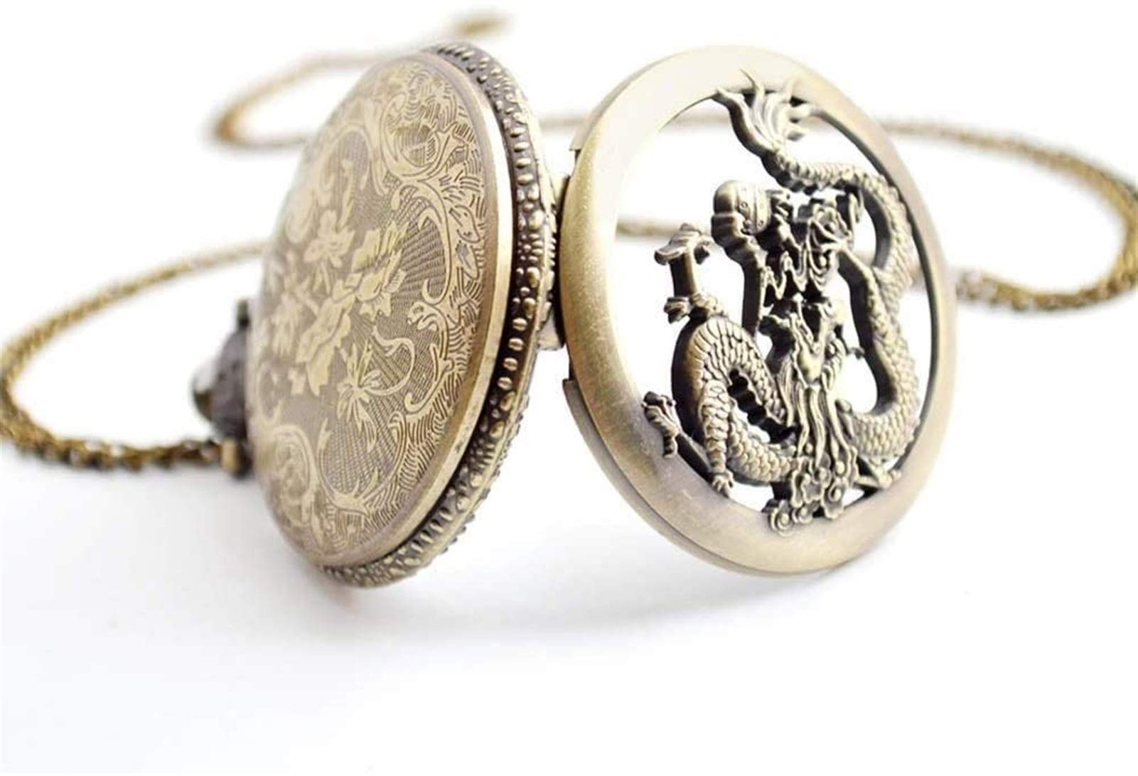 Orologio da Tasca al Quarzo per Uomo con quadrante Bianco e Catena d'oro
