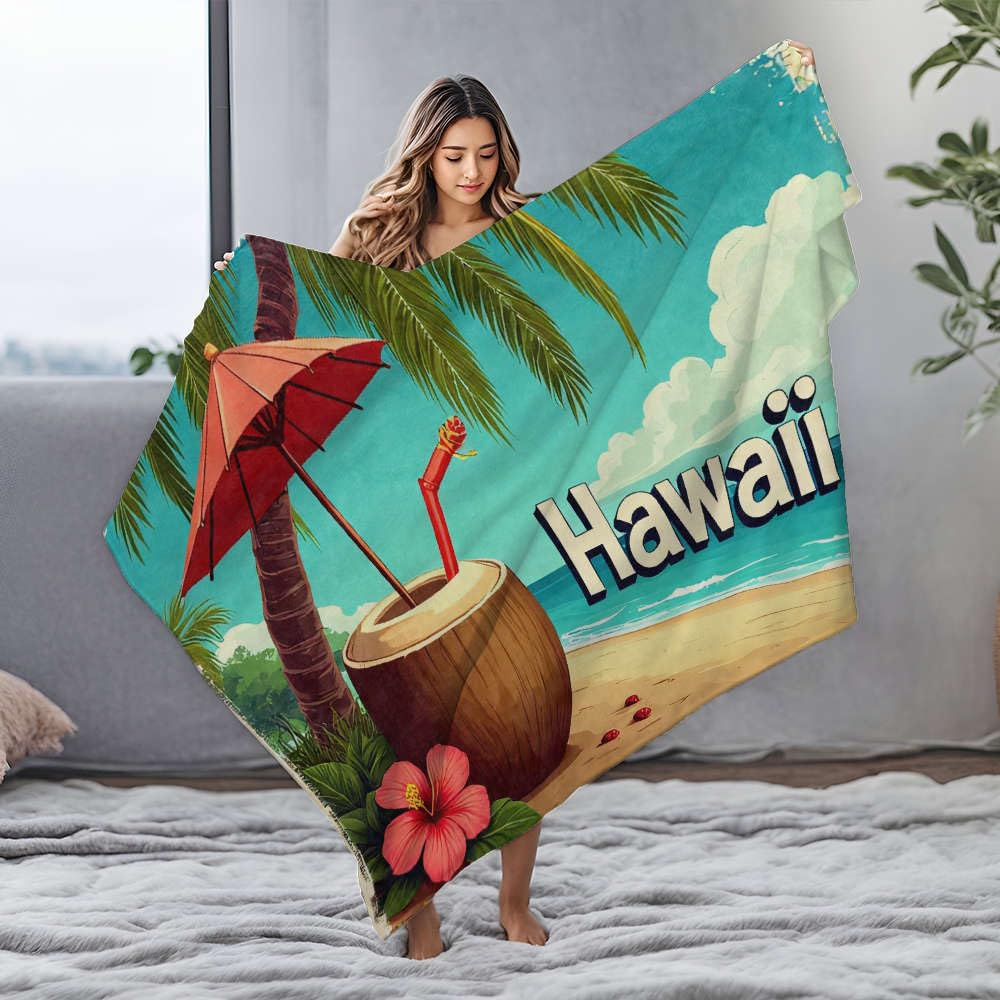 Couverture Hawaï flanelle pour revivre la chaleur des vacances à la plage