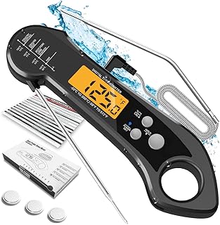 MRMOSY Digital Meat Thermometer Instant Read Food Thermometer Waterproof Dual Probe with 3 Batteries, Backlight, Built-in ...