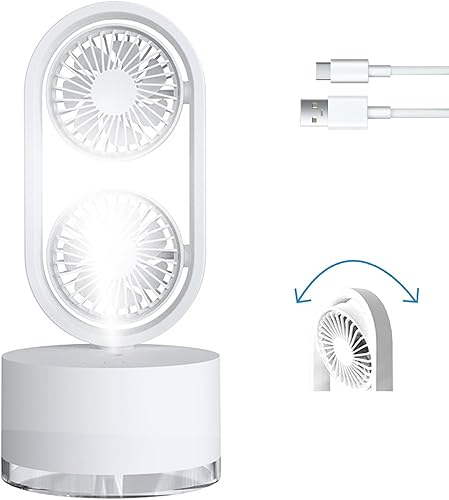 Miniatura 5 de Ventilador pequeño, ventilador de torre de escritorio, ventilador de mesa oscilante con ventilador de niebla, ventilador personal USB de 30 dB con