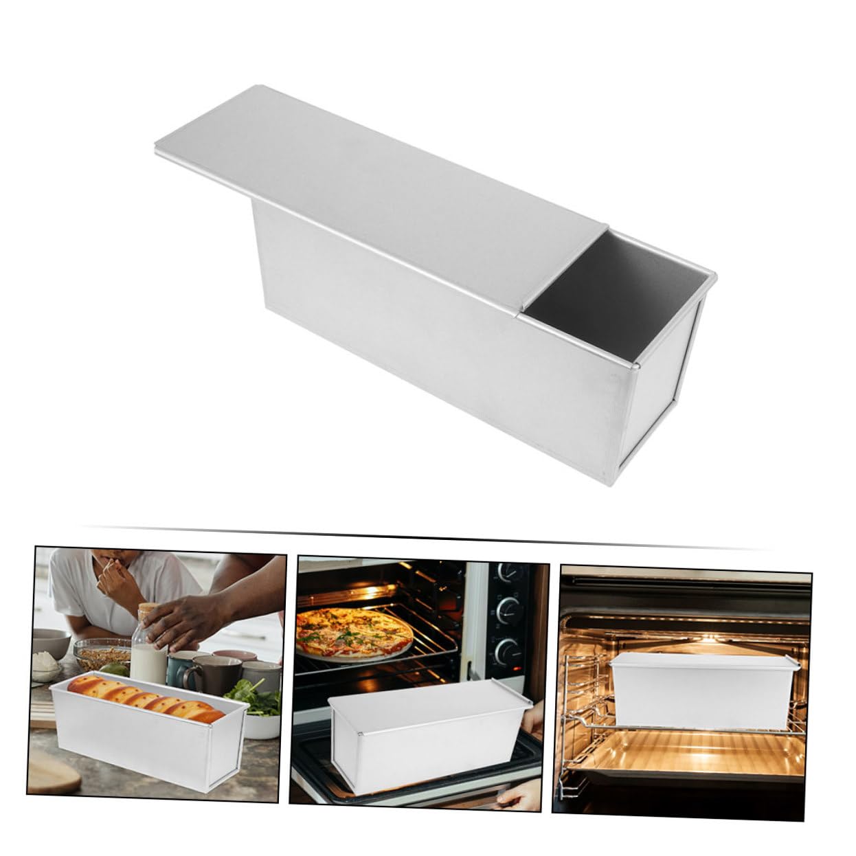 Toyvian Loaf Tin mit Abdeckung Brotbackform mit Glattem Rand für Toast Sandwich Backen Antihaftbeschichtetes Kastenform Backtopf für Zuhause und Geschenke
