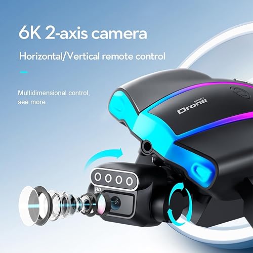 Miniatura 5 de FPV Drone con dos direcciones ESC Cámara sin escobillas Motor Drones 2.4G RC Quadcopter con luces LED frías, retención de altitud, evitación de