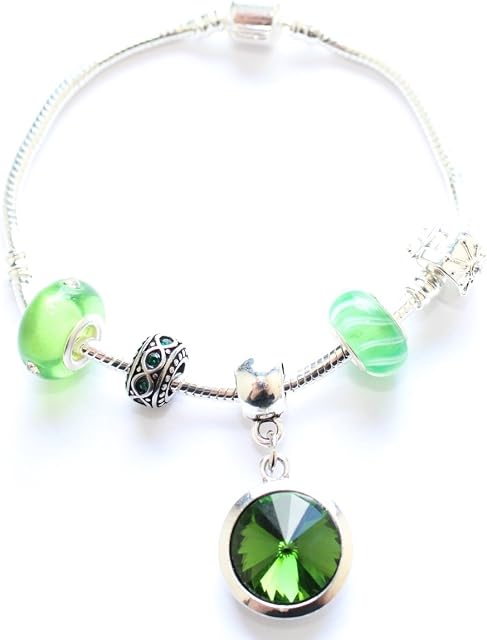 Liberty Charms Children's 'May Birthstone' Silver Plated Charm Bead Bracelet.with Gift Box. Girls Birthday Gift Present (Other