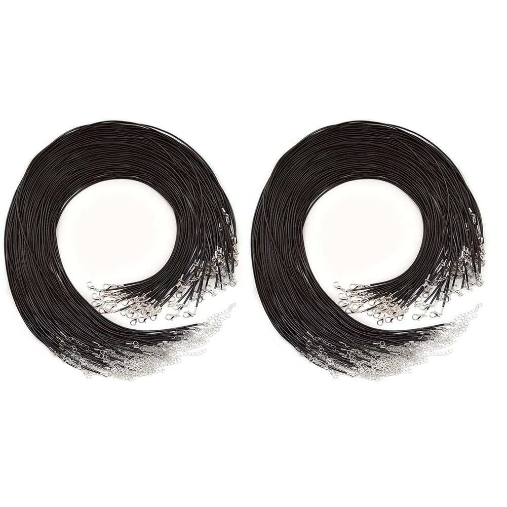 Hndhbfgrt 40 Pieces 20 Inches Black Waxed Necklace Cord with Clasp Bulk for Bracelet Necklace and Jewelry Making