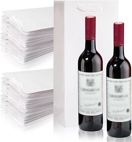 Miniatura 8 de Yeaqee Paquete de 50 bolsas de vino para botellas dobles de vino, bolsas de regalo de 6.6 x 3.6 x 13.8 pulgadas, bolsas de vino para botellas de