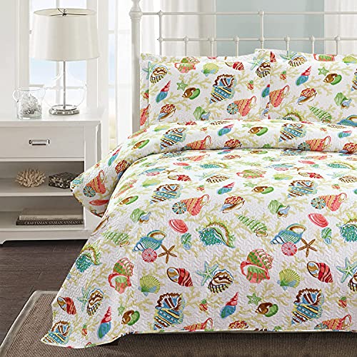 Coastal Quilt Set Lightweight Home Summer Bedspreads Full/Queen Size