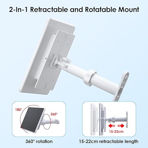 Miniatura 5 de Panel solar de 6 W para batería de cámara de foco de anillo y batería de leva adherente, cargador solar de alta eficiencia con soporte retráctil