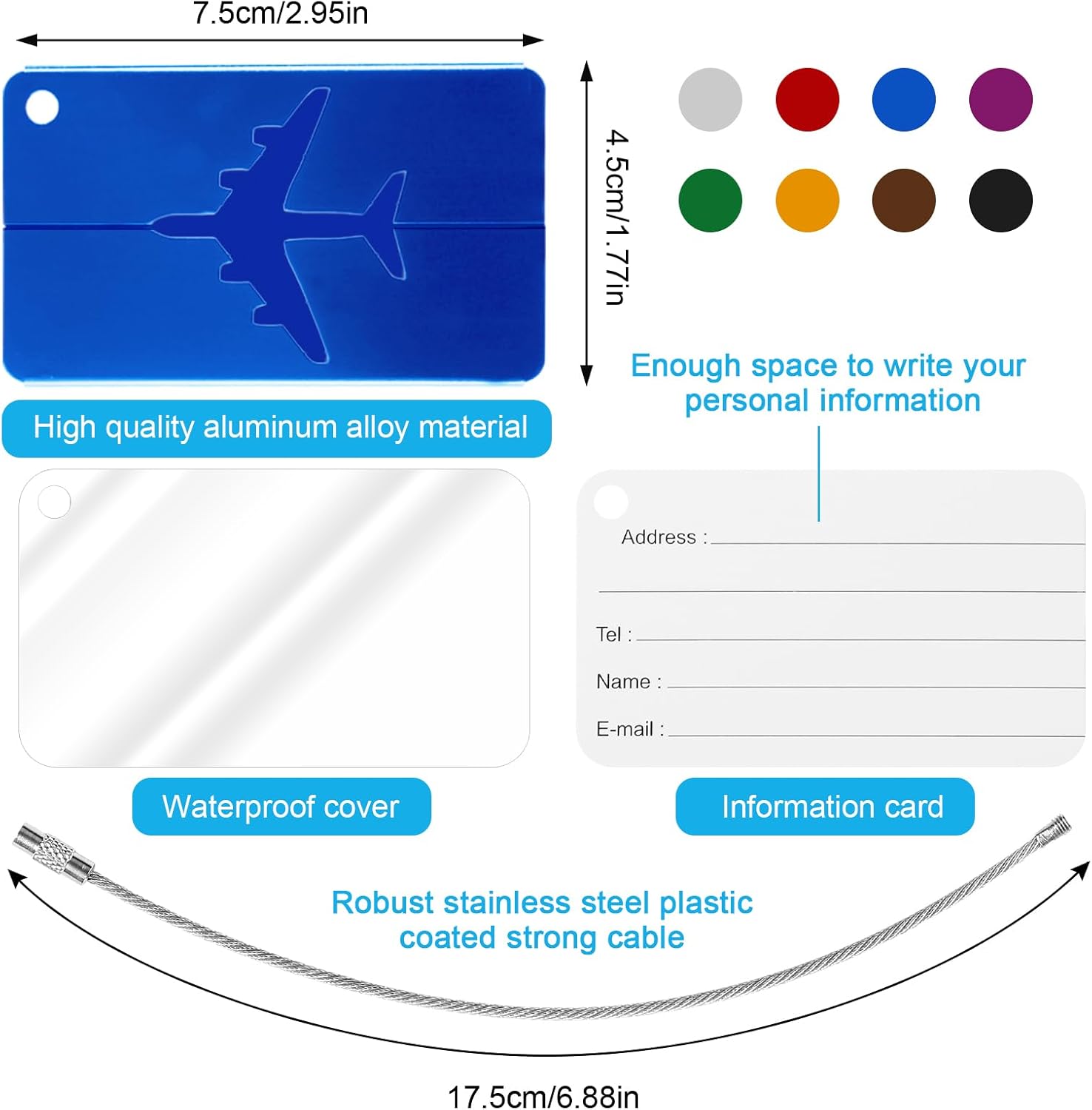 Praktische Kofferanhänger: 8er Set für sichere Reisen