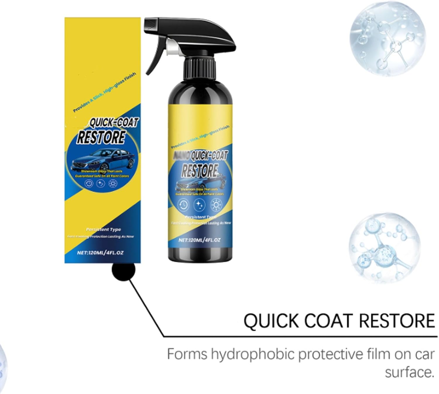 2pcs Nano Quick-Coat Restore, 2026 New Advanced Automobile Quick-Acting Coating Agent, Quick Effect Coating Agent Spray, with Waterless Wash Polish & Paint Protection Long-Lasting Car