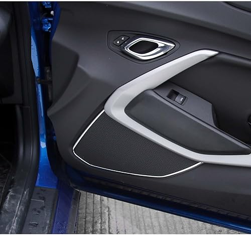 Miniatura 5 de Cubierta interior de la puerta Decoración del panel de altavoz de audio Accesorios interiores para Chevrolet Camaro 2017-2022 (cromo)