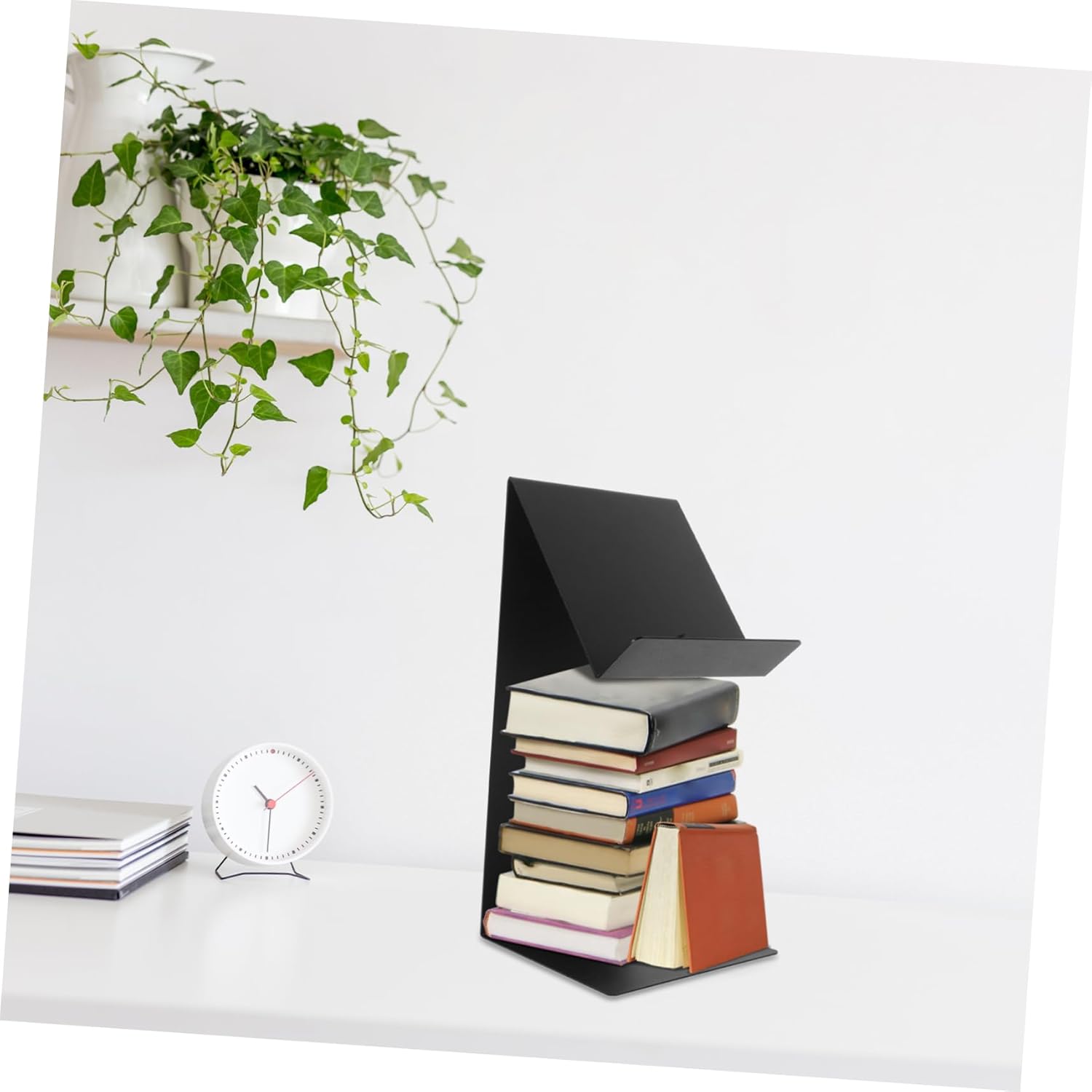 Metal Book Holder Stand Heavy Duty Bookends for Desktop Kitchen Counter and Recipe Display Space-Saving Construction for Organizing Books and Magazines