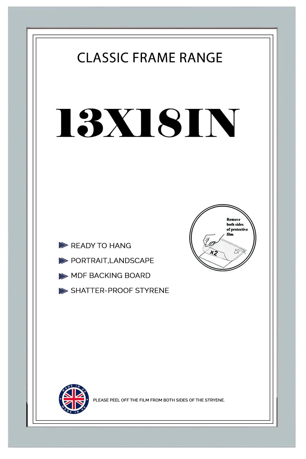 Modern Grey HD Front Poster Frames 13x18 inches Picture/Photo Frames Vertical or Horizontal Shatter-Proof Perspex Front Easy To Hang for Home, Office, Gallery