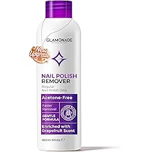 Glamonade Non Acetone Nail Polish Remover Gentle & Nourishing Formula Fingernail Polish Remover | Non-Drying Removal of Regular Nail Polish with Grapefruit Scent for Home Nail Art6 Fl Oz