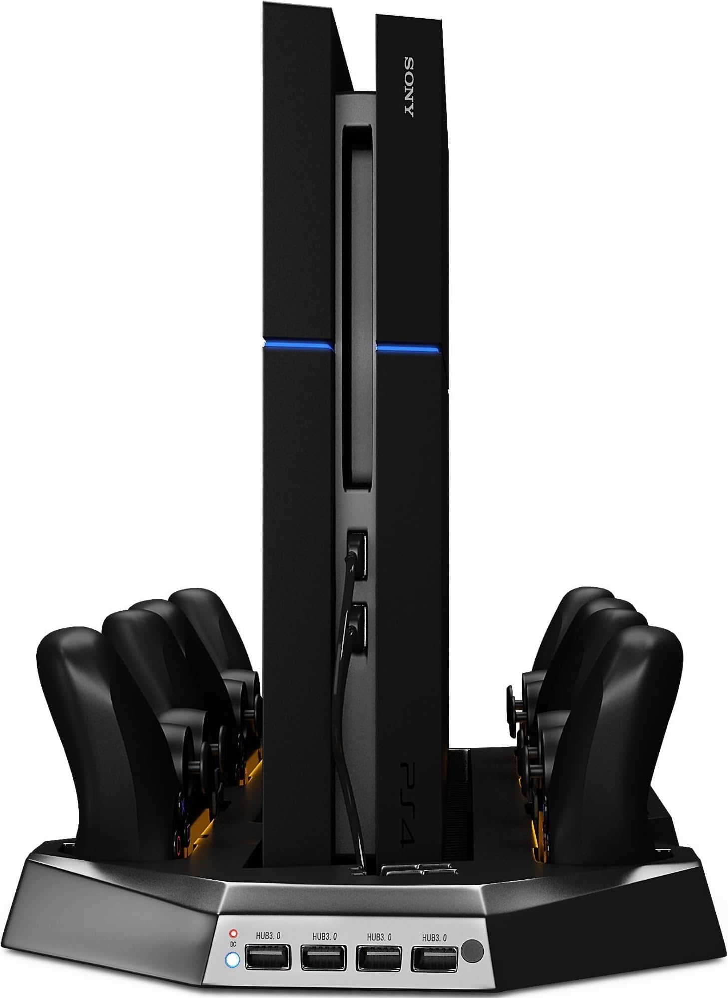 eWINNER 10 in 1 Super Charging Dock Charging Stand with Cooling Fan USB3.0 ports LED Dock Station for Compatible with PlayStation 4 PS4