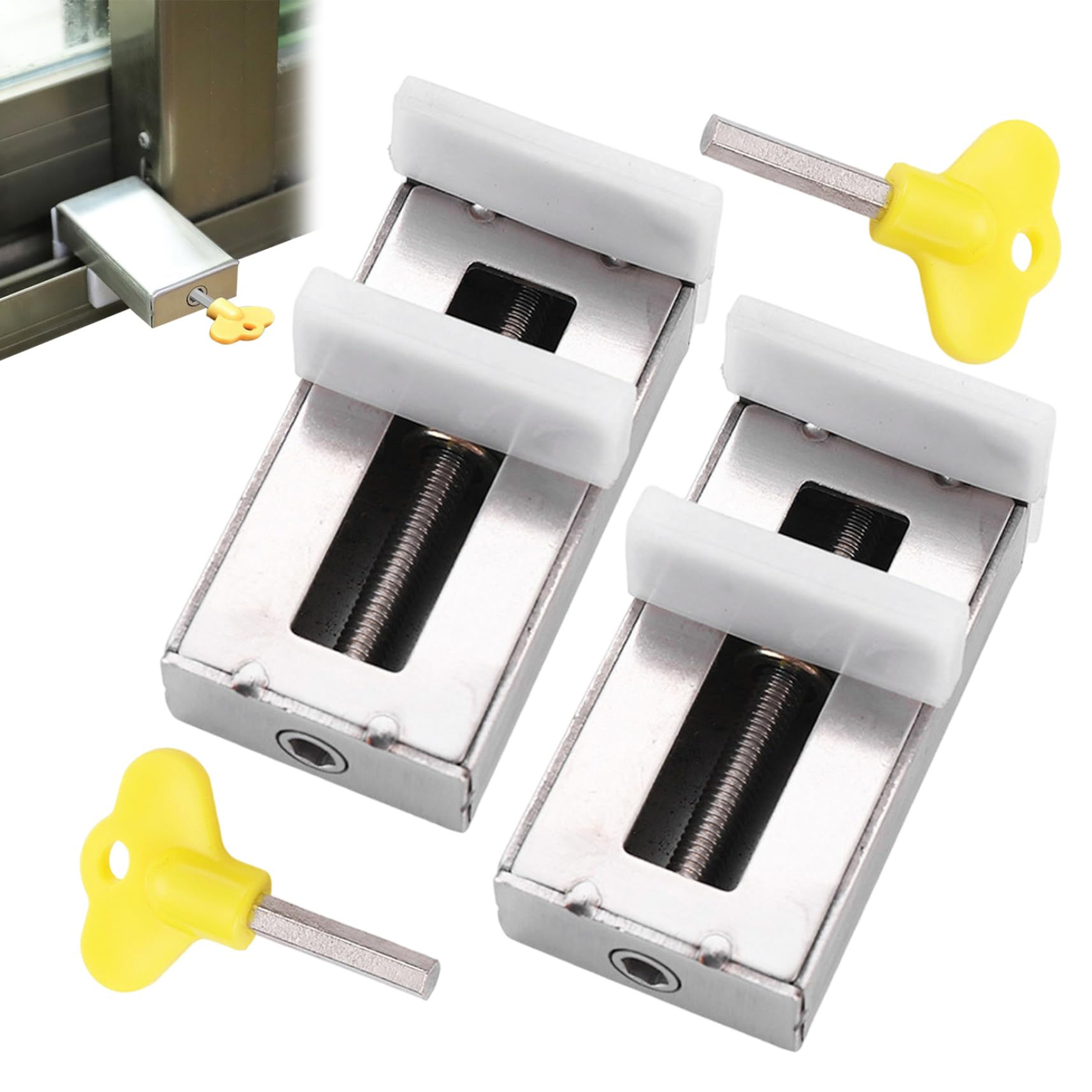 Cerraduras de seguridad de la ventana con bloqueo resistente para marcos de puertas 2 PCS