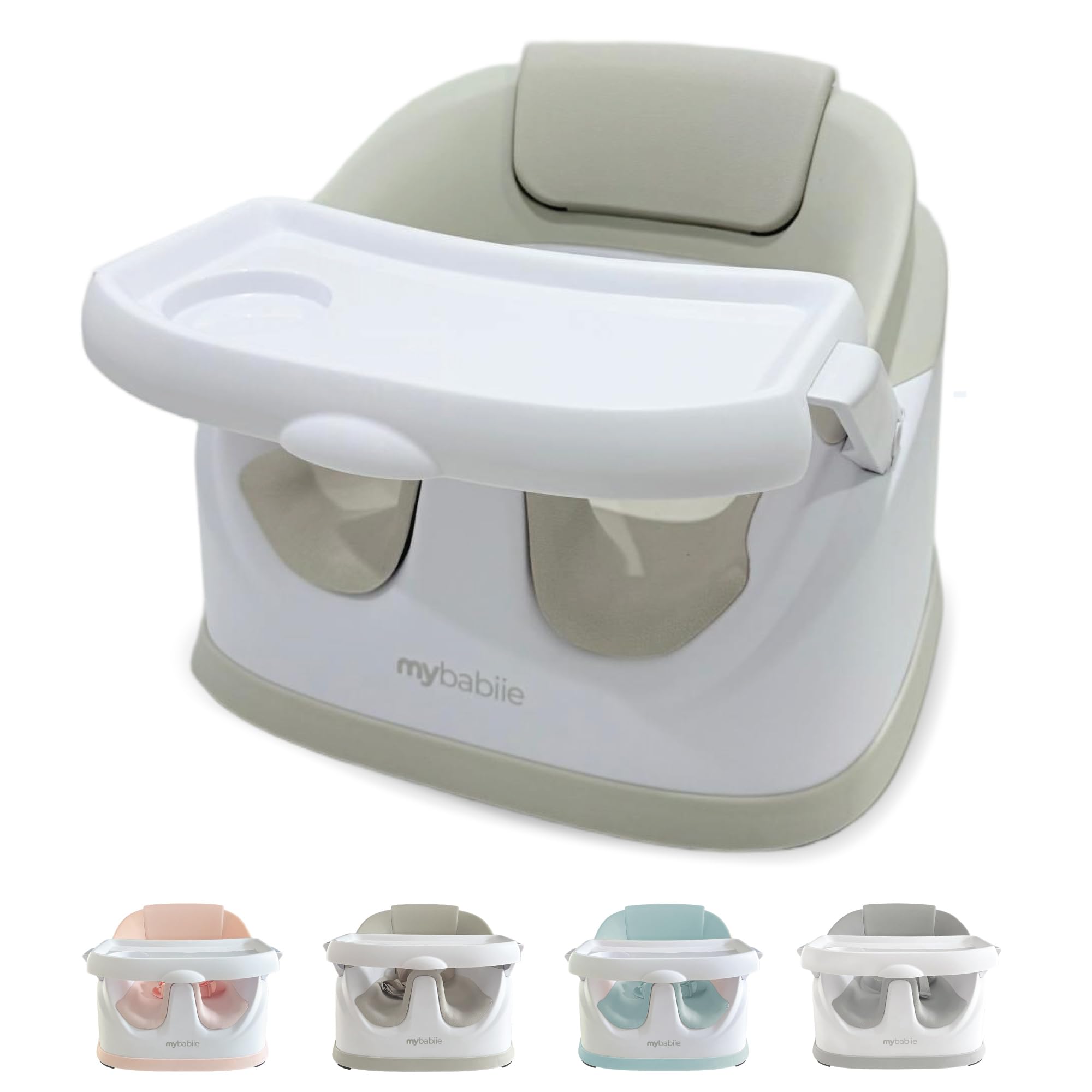 My Babiie MBHCB 2-in-1 Baby Booster Chair – Feeding and Floor Seat for Toddlers, Easy Clean, Removable Tray with Cup Holder, from 6 Months to 3 Years (15kg) – Oatmeal