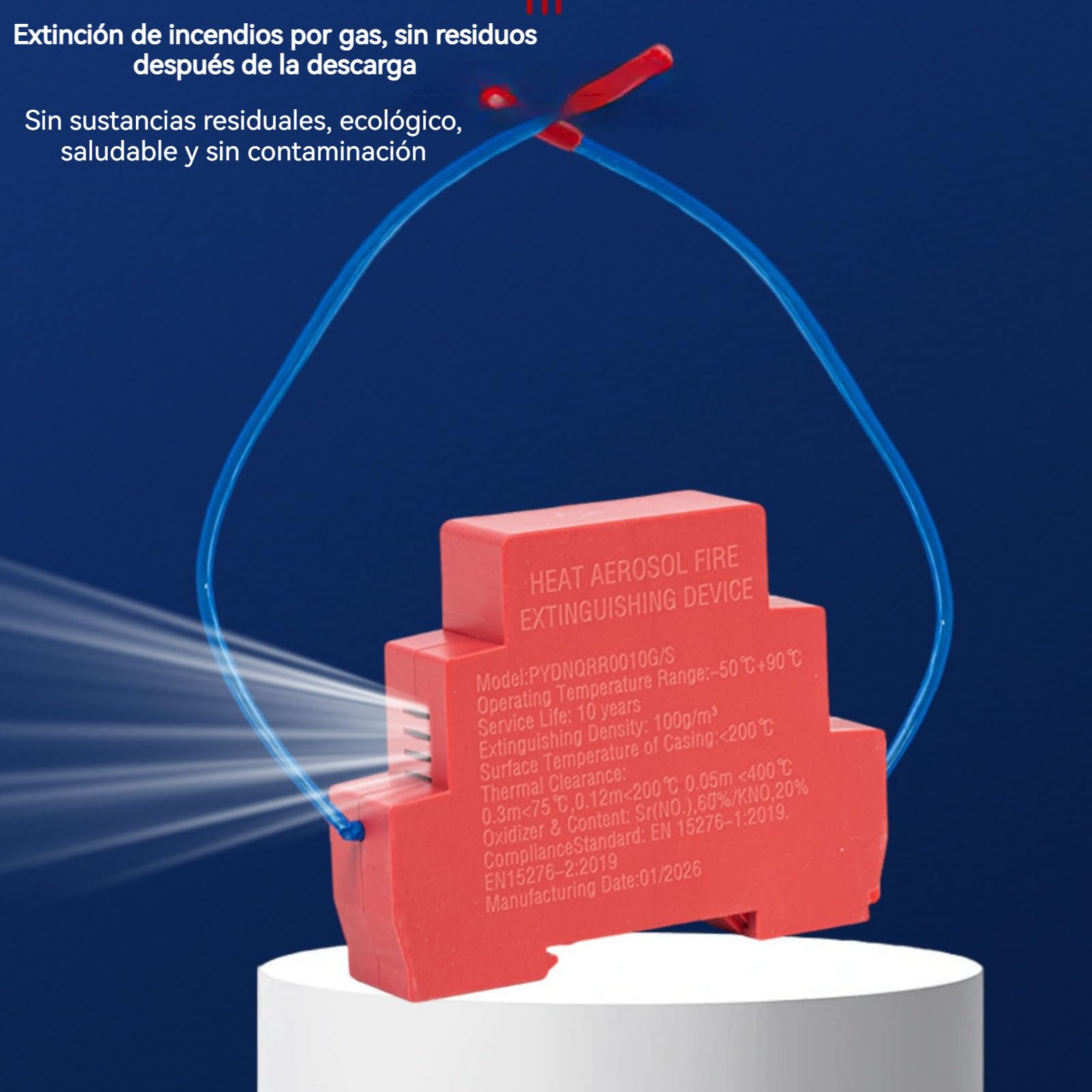 Dispositivo automático de extinción de incendios por aerosol para panel eléctrico, supresión rápida de 5 segundos, montaje en riel DIN, supresión de incendios compacta para sistema de almacenamiento