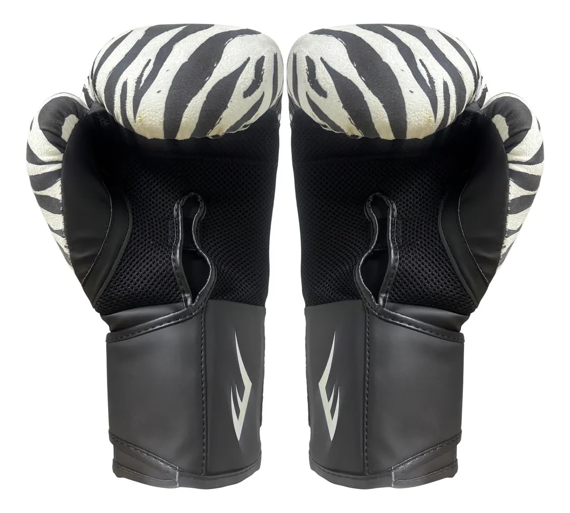 Everlast - Everlast Gants de Boxe Spark Unisexe Adultes, Motif Zèbre, Noir et Blanc 12OZ - DEPOTPUY-BOX6-31