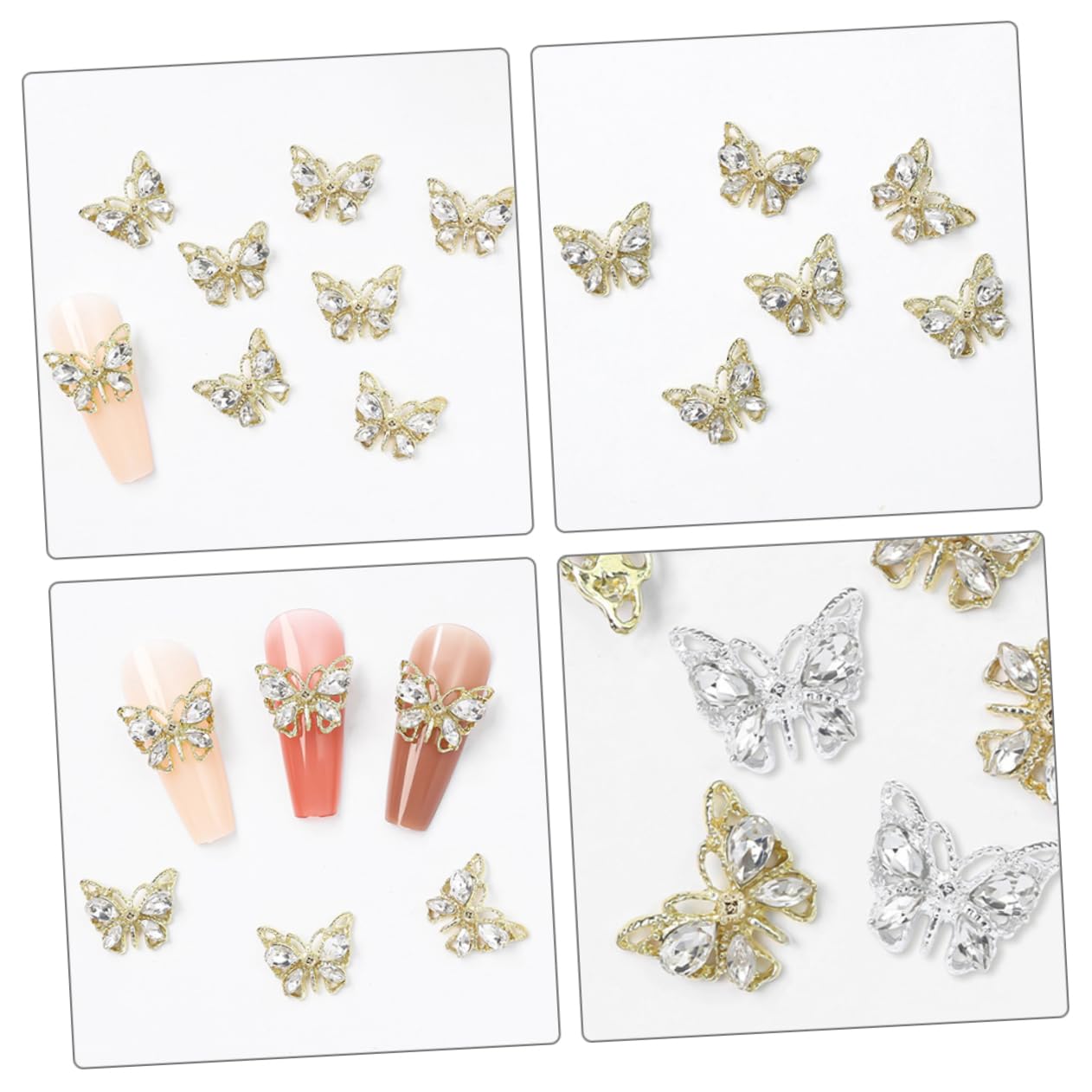 WOFASHPURET 20Pcs Butterfly Nail Charms Cute Nail Art Decorations for Women Easy to Apply Nail Charms for DIY Nail Designs and Professional Manicure Supplies