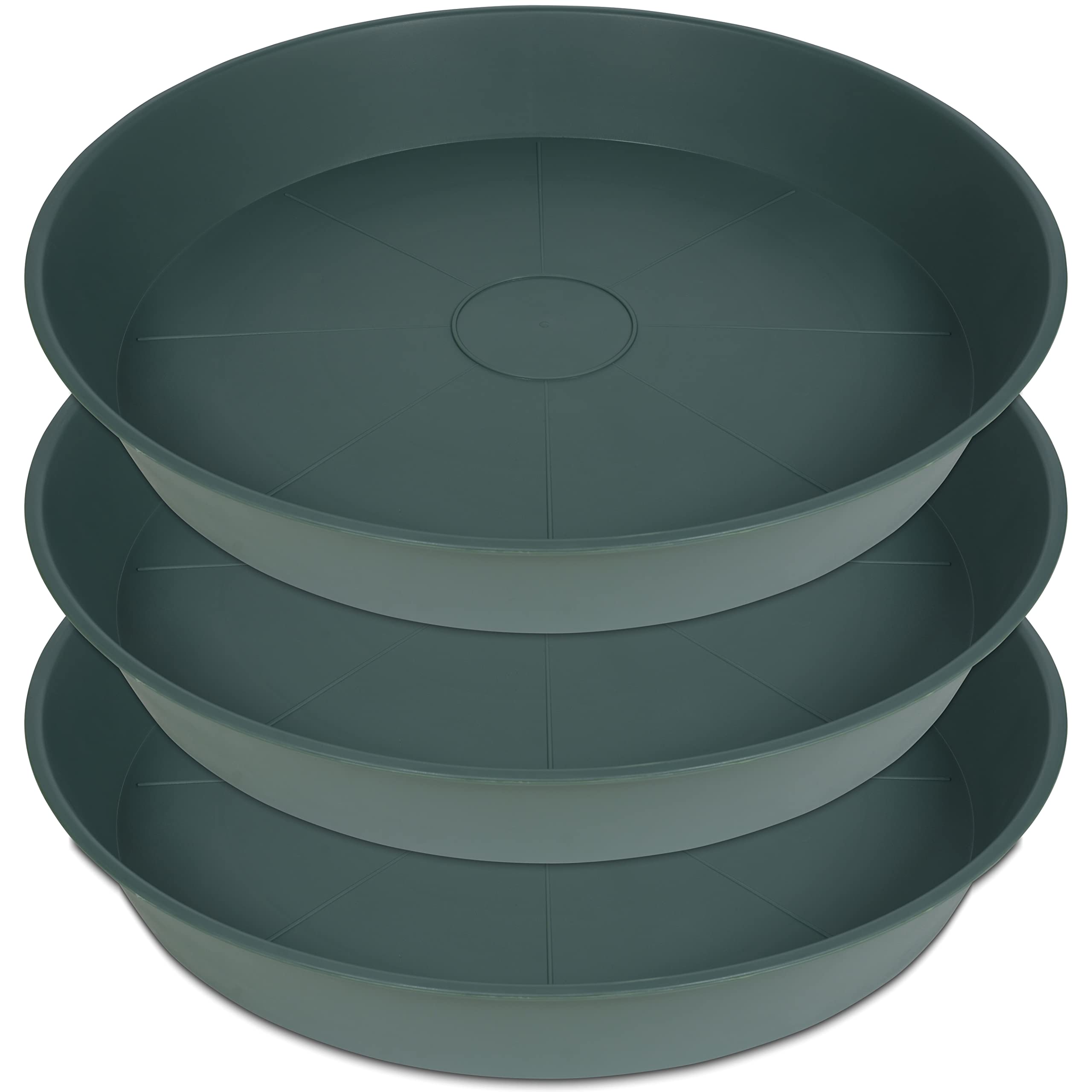 3 Pack of 20 22 inch Plant Saucer (19.2 Inch Base), 3.6" Depth Tray, Large Deep Garden Plastic Flower Planter Plant Trays for Indoors Outdoor Bath Bath (22", Green)