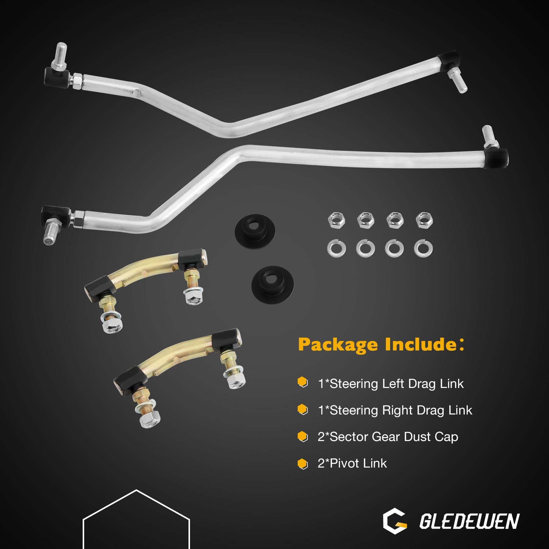 Juego de eslabones de arrastre de dirección ajustables izquierda/derecha con 2 tapas de engranajes de sector, compatible con 436884 436885 y 436887, compatible con Husqvarna Craftsman AYP Poulan Pro