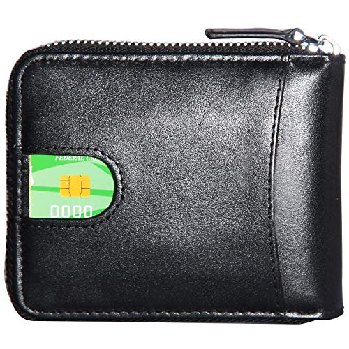 HEYLIFE Mens Zipper Wallet Leather RFID Multi Card Holder Bifold Cases Purse (Black)2