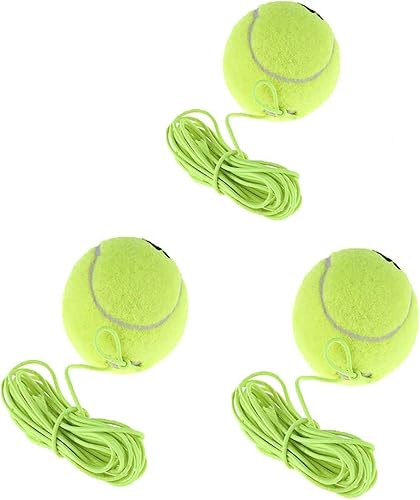 Miniatura 3 de LIYUANBAIHUO 3 pelotas de entrenamiento de tenis con cuerda, pelotas de entrenamiento de tenis para práctica personal y herramienta de repuesto para