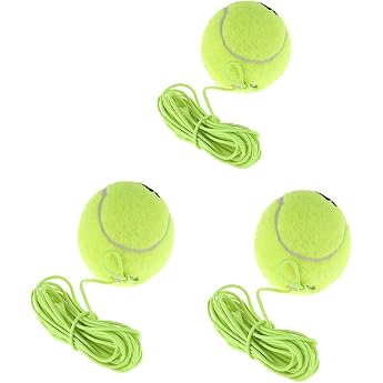 Set of 3 Tennis Balls with Cord Tennis Ball with String Tennis Trainer Replacement Ball Equipment Ideal for Indoor and Outdoor Tennis Exercises with a Bounce Ball Durable