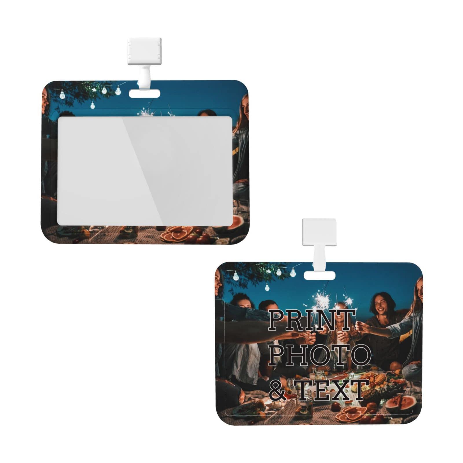 Personalized ID Card Holders Custom Design Photo Name Logo ID Badge Holder with Lanyard for Employee