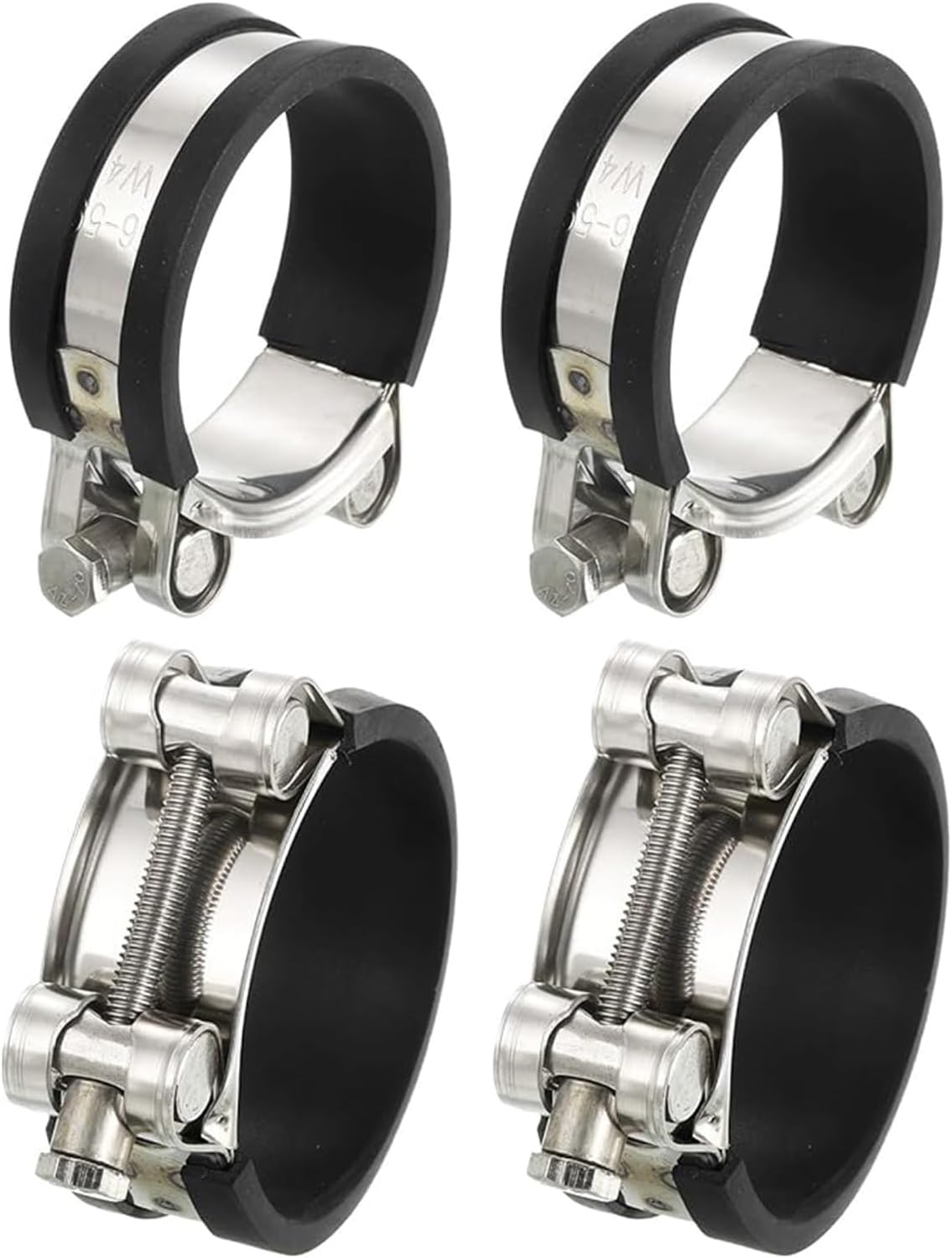 Clamp Assortment Kit DIY 4Pcs T-Bolt Hose Clamp Working Range 52-55mm Rubber Cushioned Intake Intercooler Clamps Adjustable Tube Clamps for Tubes Pipes(29 31mm)