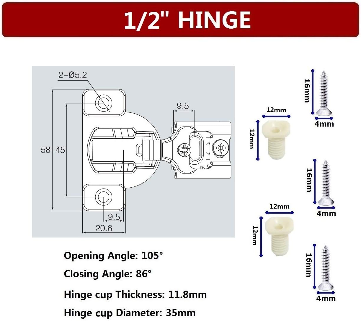 Bеѕt Dеаl Prоduсt STIANC Face Frame Soft Close 105° Compact Kitchen Cabinet Hinge (1/2 Overlay, 50 Pack)
