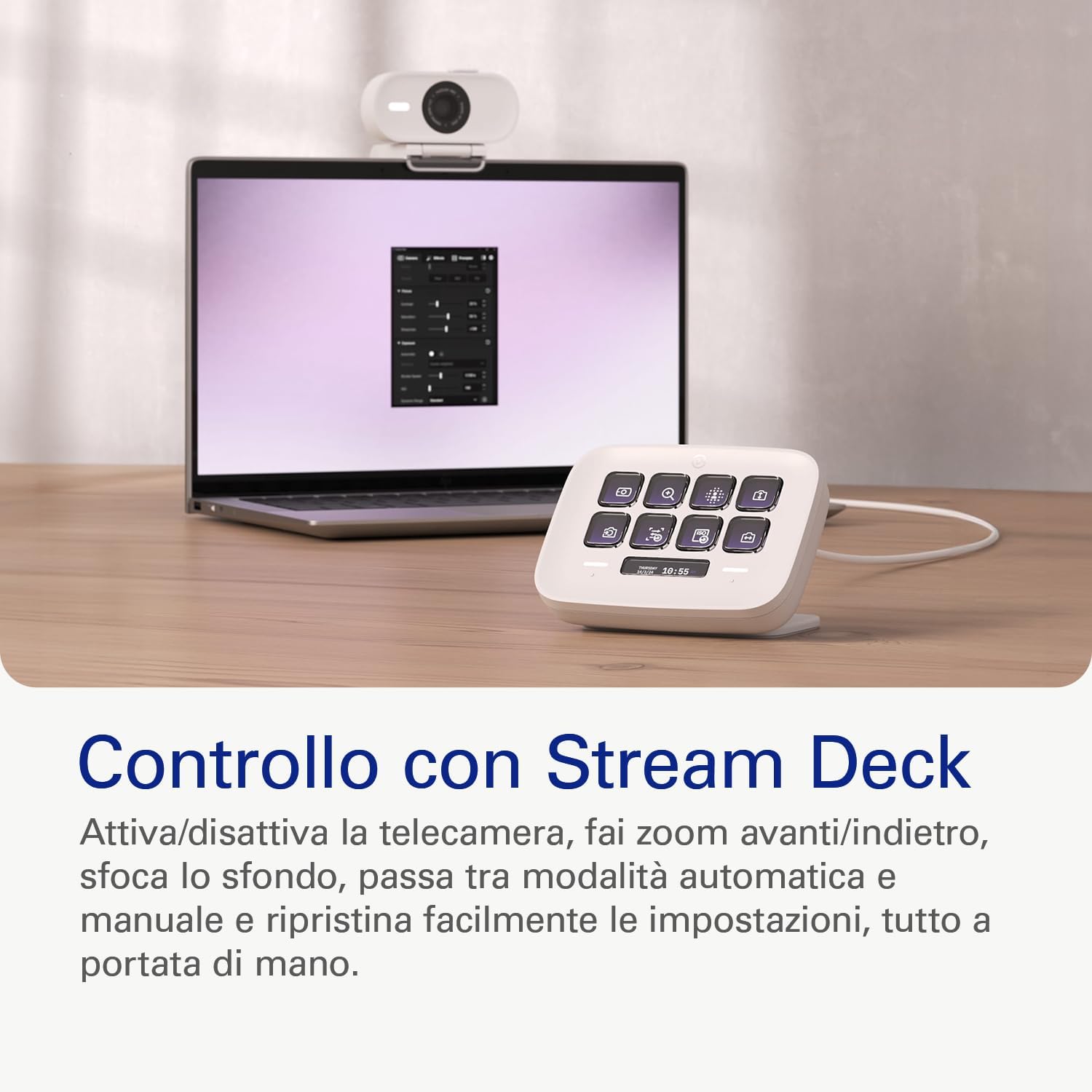 Elgato Facecam Neo – Webcam Full HD con copriobiettivo scorrevole, correzione della luce, per videochiamate, streaming, Teams/Zoom/Slack/OBS/Twitch/Youtube e altro – USB-C/Plug & Play su PC/Laptop/Mac – immagine 9