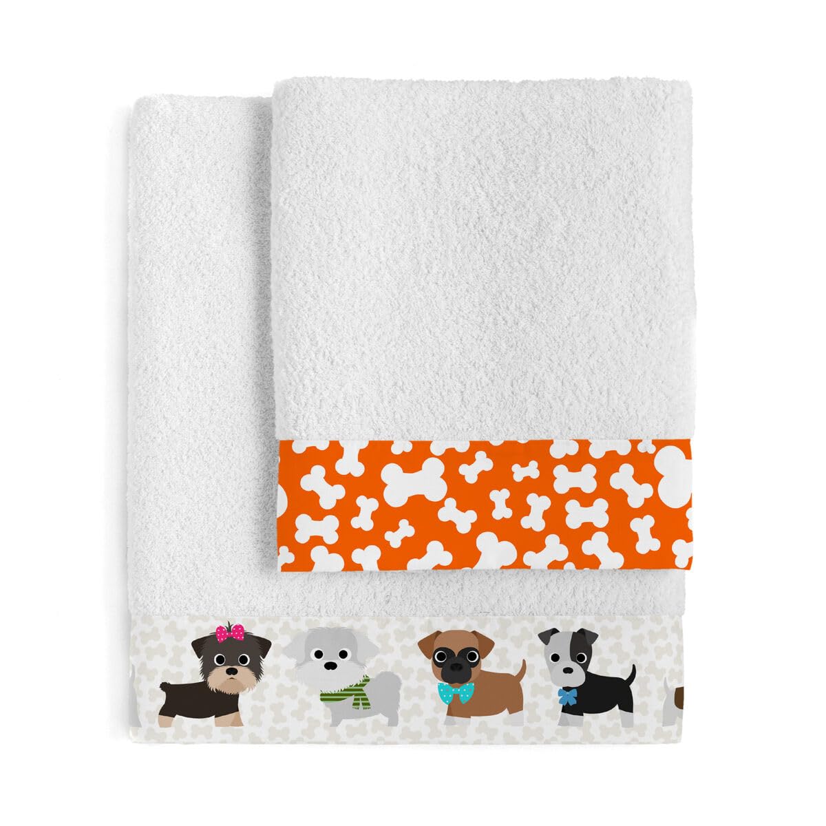 Serviettes HappyFriday Mr Fox Dogs absorbantes et douces motif canin