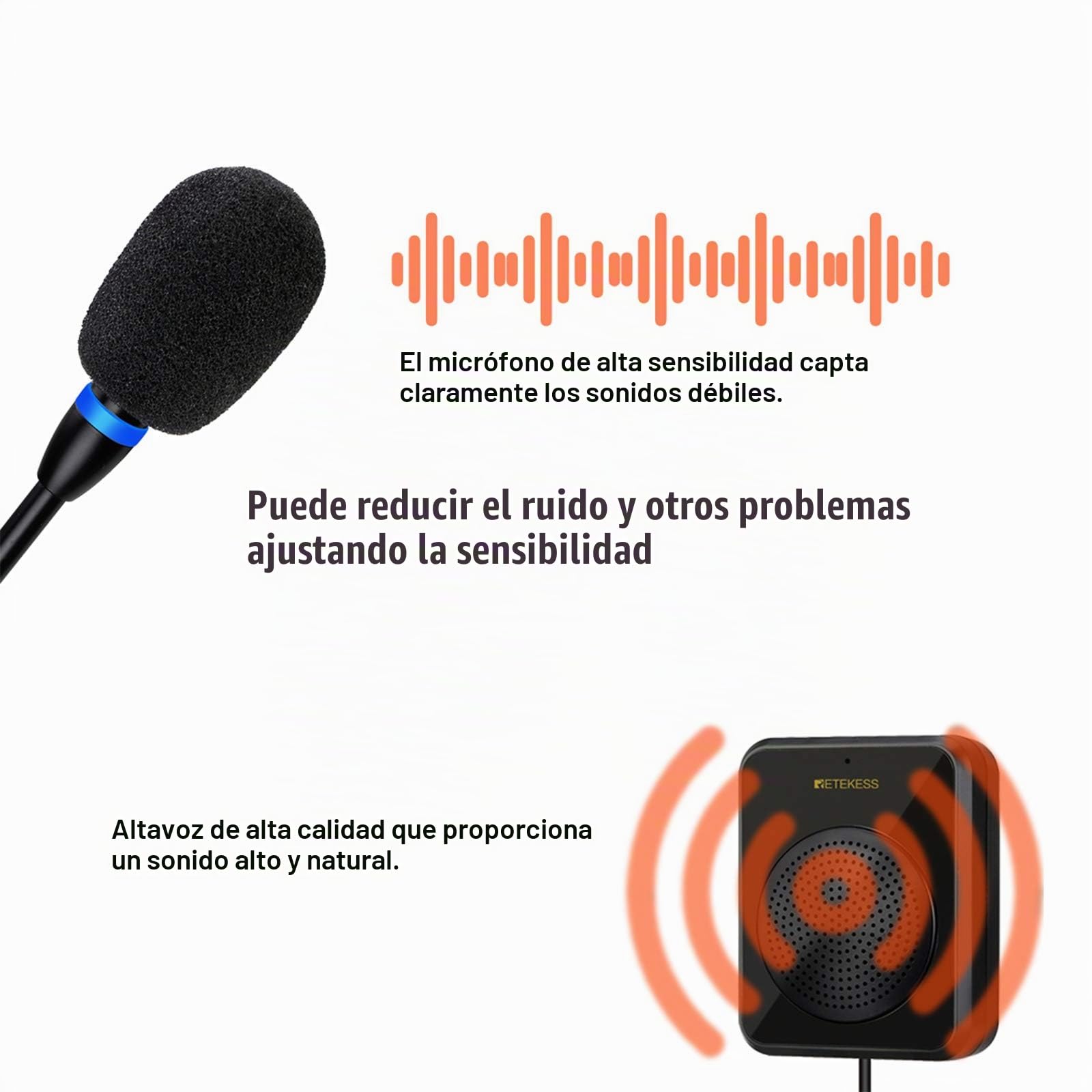 Retekess TW106 Altavoz de Ventana, Sistema de Intercomunicación de Mostrador, Intercomunicador de Ventana de 2 Vías para Escuela, Ventanilla de Boletos, Consultorio Médico, Clínica, Banco | Intercomunicador de Ventana de 2 Vías para Escuela, Ventanilla de