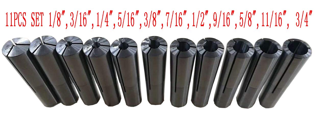 B & S - Juego de 11 piezas de tijeras de podar marrón 9 # Collet 1/8", 3/16", 1/4", 5/16", 3/8", 7/16", 1/2", 9/16", 5/8", 11/16", 3/4"
