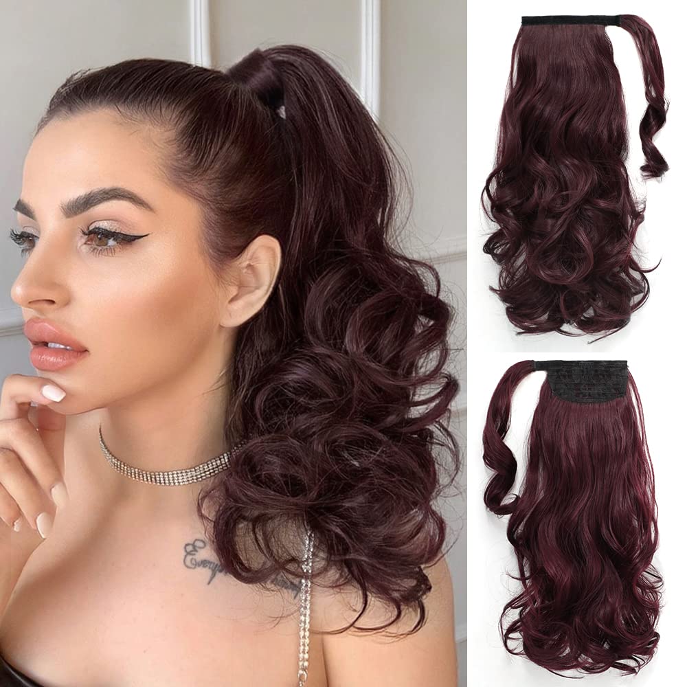 StrRid Pony Tail Hair Extensions Clip Wrap Around Ponytail Extension 16" Curly Wavy Synthetic Fake Wig Heat Resistant Fluffy Hairpieces Faux Ponytails