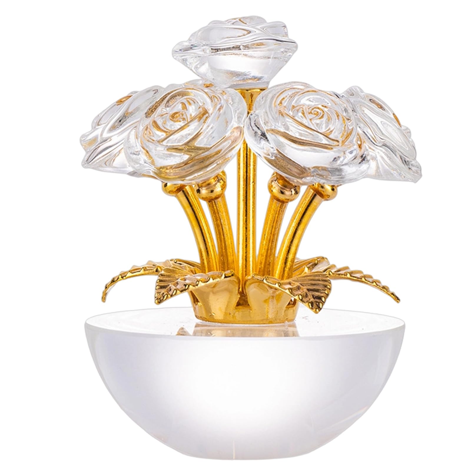 NRVTRE Beautiful Clear Glass Rose Display Piece Artistic Crystal Bouquet Adds Elegant Charm to Any Interior Space Artistic Crystal Bouquet