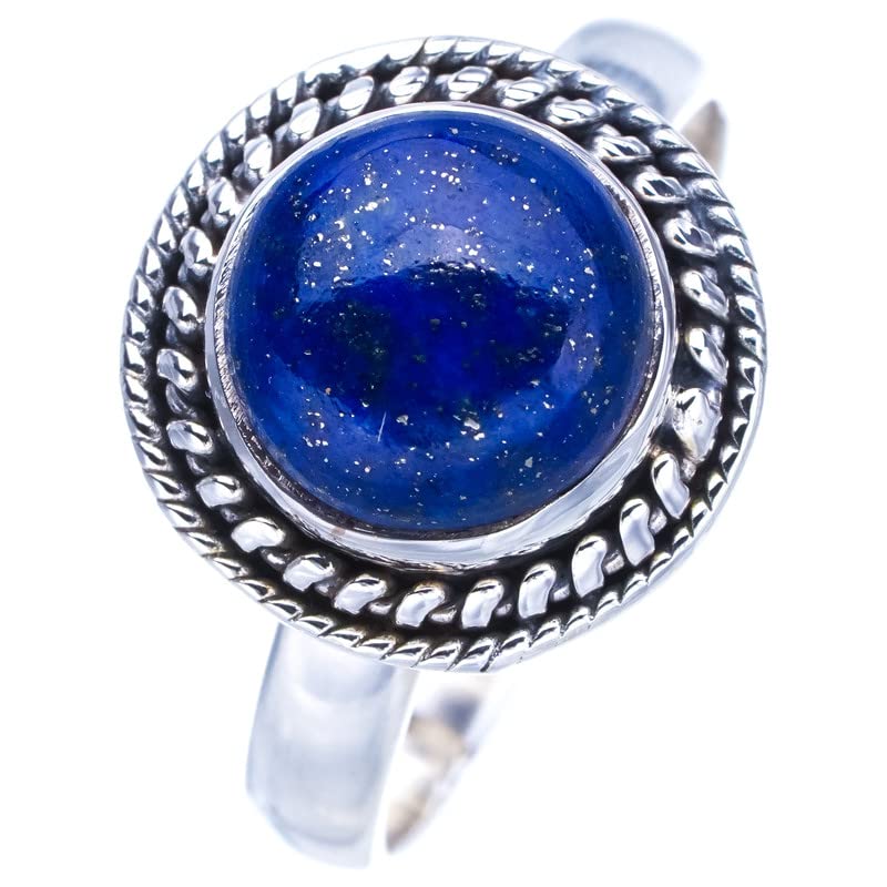 Bague lapis lazuli naturel et argent 925 fait main taille 61.5 F0028