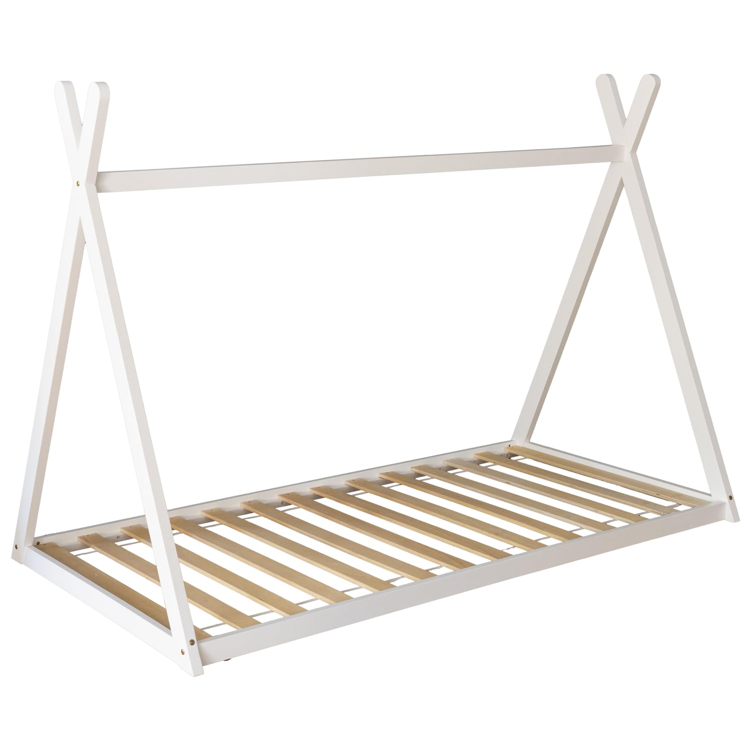 Happy Garden Cama Tipi Infantil Valentin Blanca, tamaño 190x90cm, con somier de láminas Diseño lúdico, Estructura de Madera Blanca, fácil de Montar