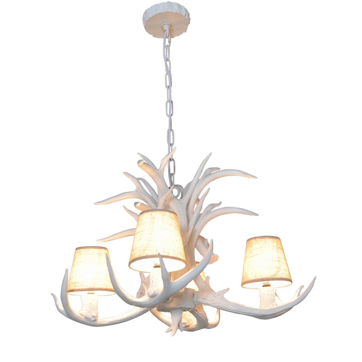 SDLighting® Deer Horn E14 Bulb 4-Light Iron Resin Industrial Retro Droplight Pendant lamp Ceiling lamp Ceiling Light Chandelier Lighting Fixture for Restaurant Balcony Bedroom 1001C-4-WhiteS