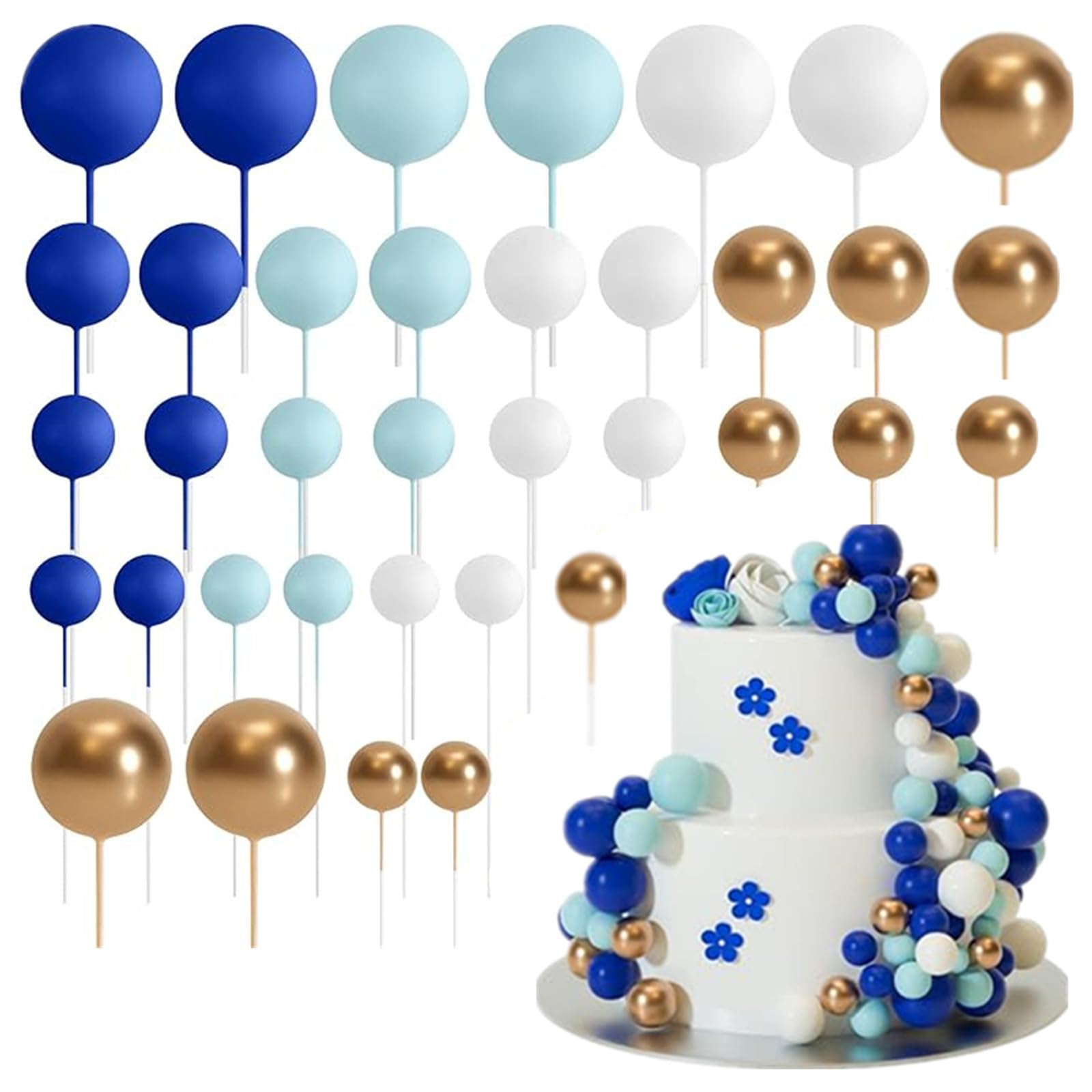 30 Pièces Boules En Mousse Pour Décorations De Gâteau Et